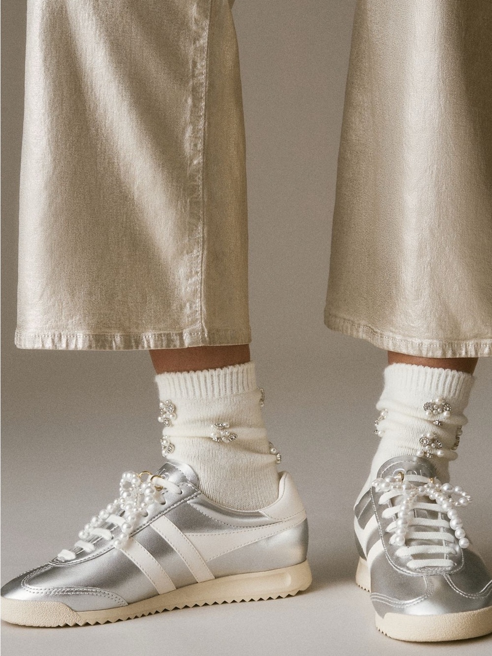 NWT Gola x Anthropologie Exclusive Torpedo Silver Sneakers Size 9.5